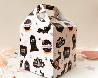 Printable Halloween treat box templates, Party Gift Box, Halloween candy box, Halloween party box, Spooky one, Two spooky, trick or three