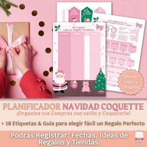 Einkaufsliste COQUETTE WEIHNACHTEN, Geschenk Fragebogen, Einzigartiges Weihnachtsgeschenk, Nikolaus Geschenkanhänger, Weihnachten Wunschliste, Wichtelliste, Aufgabenliste
