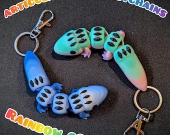Articulated Rainbow Dragon Keychain: Fidget Toy Bag Charm