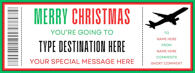Christmas Boarding Pass Template Christmas Plane Ticket Gift Surprise Christmas Boarding Pass Template Christmas Plane Ticket Gift Surprise