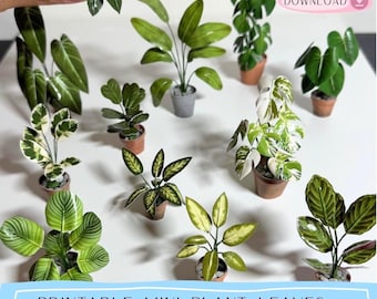 1:12 Printable Miniature Paper Plant leaves – DIY  Print Template