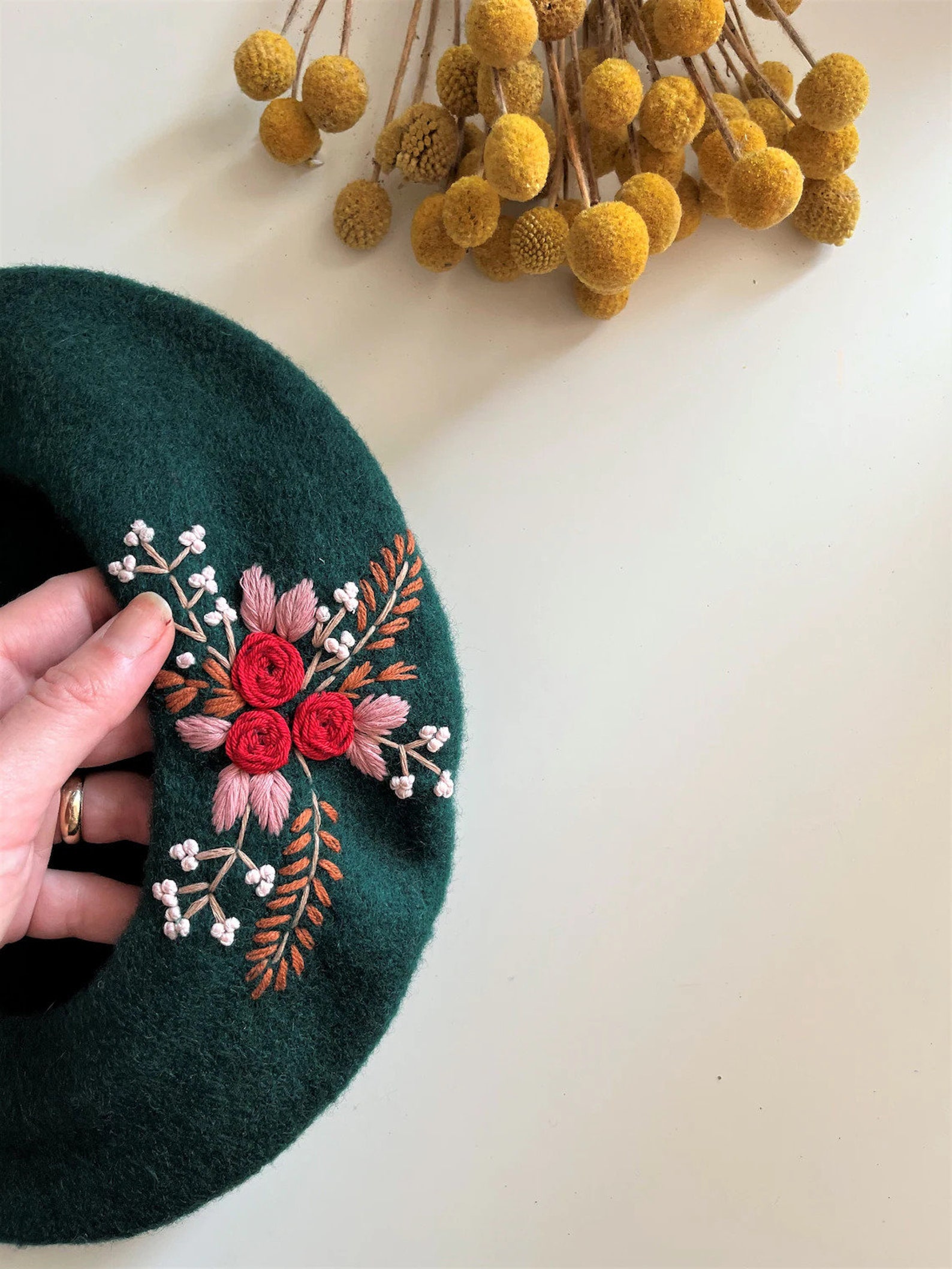 ROYAL FRENCH BERET EMBROIDERED LEPPARD CREST in TEAL BLUE main image 0