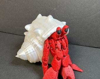 Articulating Hermit Crab in Shell 3D Print You Choose Color Crab