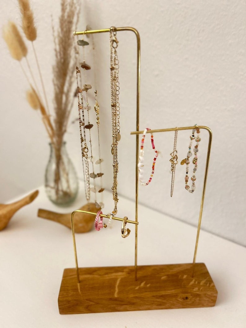 Jewelry Stand, Wood, Jewelry Storage, Brass, Gold Etsy