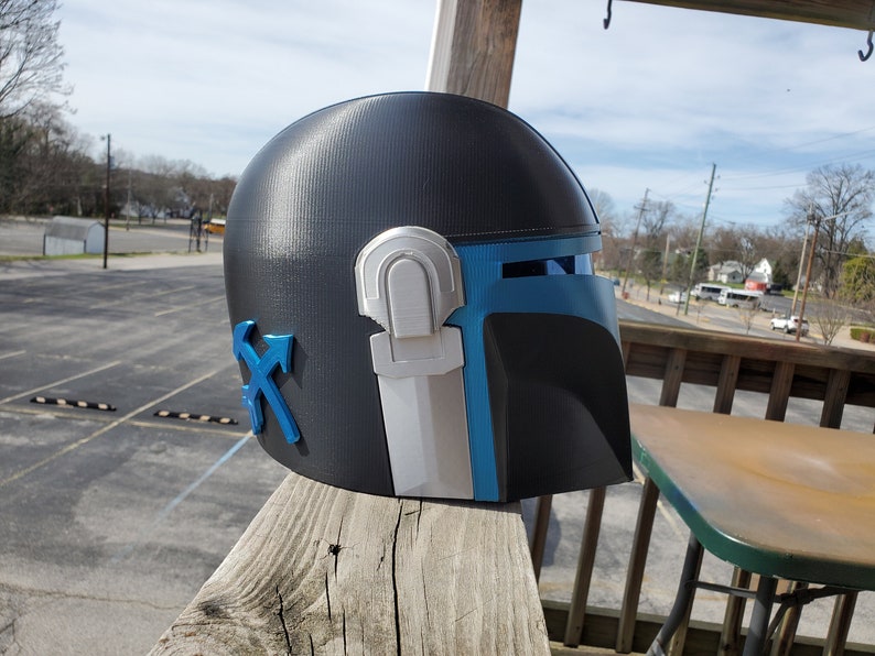 Custom Mandalorian Helmet With Decals & Trim Choice From 10 Metallic