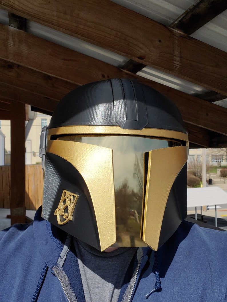 Custom Mandalorian Helmet With Decals & Trim Choice From 10 Metallic