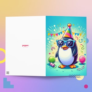 Party Pinguin Einzigartige Feier - Fun Vibes für Geburtstage & Jubiläen - Wunderliche Grußkarte