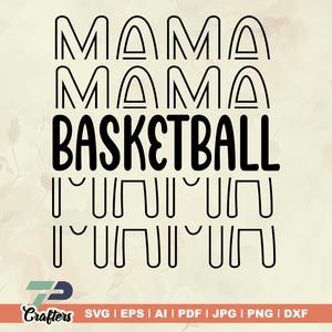 Basketball Mama SVG, Sport Saison Cut Files, Ball Mom Zitate, Mittelschule, T-Shirt-Designs, High School Basketball, College dafür