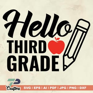 Hello Third Grade Svg, Retro Back to School Svg, Back to School Shirt design, 3rd Grade Vibes, Third Grade Squad, Digital Download File