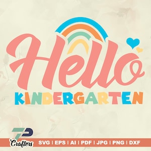 Hallo kleuterschool Svg, terug naar school, leraar Svg, kinderen shirt ontwerpen, School Shirt Design, 1e dag van school svg, silhouet, Cricut-bestanden