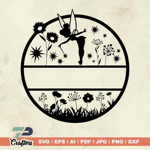 Fee Namensschild SVG, Fantasy Tür oder Wand Aufhänger, Laser Schnitt Vorlage, sofortiger Download Vektordatei Ai, Cdr, Dxf, Cricut, Silhouette
