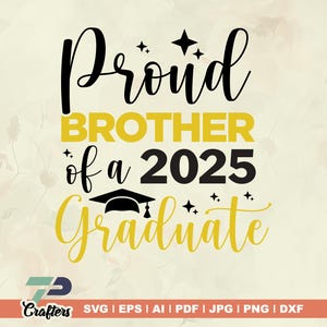 Obtention du diplôme de frère fier, remise des diplômes de frère de 2025, conception manuscrite pour des chemises, frère et soeur, téléchargement immédiat