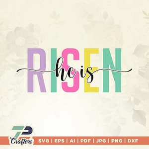 Er ist auferstanden SVG, Ostern Kreuz SVG, Ostern Kreuz, christliche SVG, Jesus SVG, Bibel Vers SVG, Religiöse SVG, Er ist auferstanden Ostern SVG, PNG, PDF