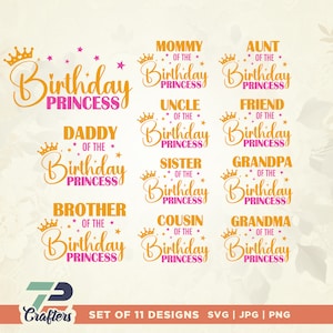 Geburtstag Prinzessin SVG PNG Bundle, Mädchen Geburtstag SVG, Prinzessin svg, Geburtstag svg, Geburtstag Party Shirts, Geburtstag Squad, cut Datei, Cricut