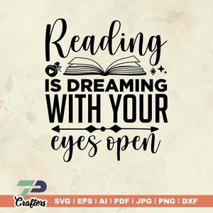 Lezen is dromen met je ogen open svg, T-shirt lezen, T-shirt boekenliefhebbers cadeau-idee, T-shirt Booktrovert, T-shirt bibliothecaris, T-shirt bibliothecaris, uniseks T-shirt