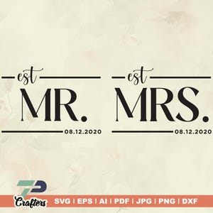 Meneer en mevrouw SVG, bruiloft meneer en mevrouw shirt, Just Married SVG, huwelijksreisshirt, bruiloft SVG, vrouw en man SVG