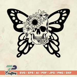 Butterfly Skull SVG, Halloween svg, Machine Cut, butterfly svg, t shirts, svg design, digital file, digital download