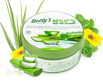 300ml BETTY'S NATURE Gel di Aloe Vera per Corpo, Viso e Mani / Corpo Viso e Mani