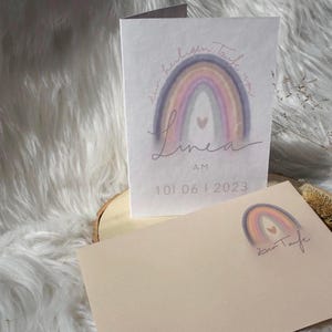 Tarjeta de bautizo personalizada con sobre a juego e individual
