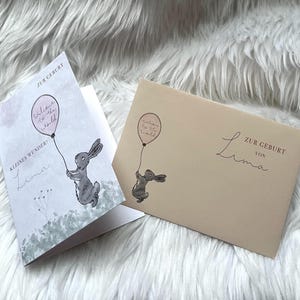 carte de naissance personnalisée avec enveloppe assortie