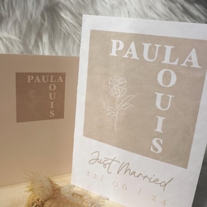 gepersonaliseerde trouwkaart met bijpassende en individuele envelop