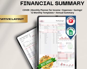 Google Sheets Budget Planner | Monthly & Yearly Tracker for Income, Expenses, Savings