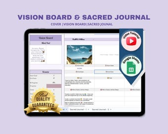 Vision Board Manifestation and Spiritual Journal, Prayer Tracker, harmonic resonance by Google Sheets Template