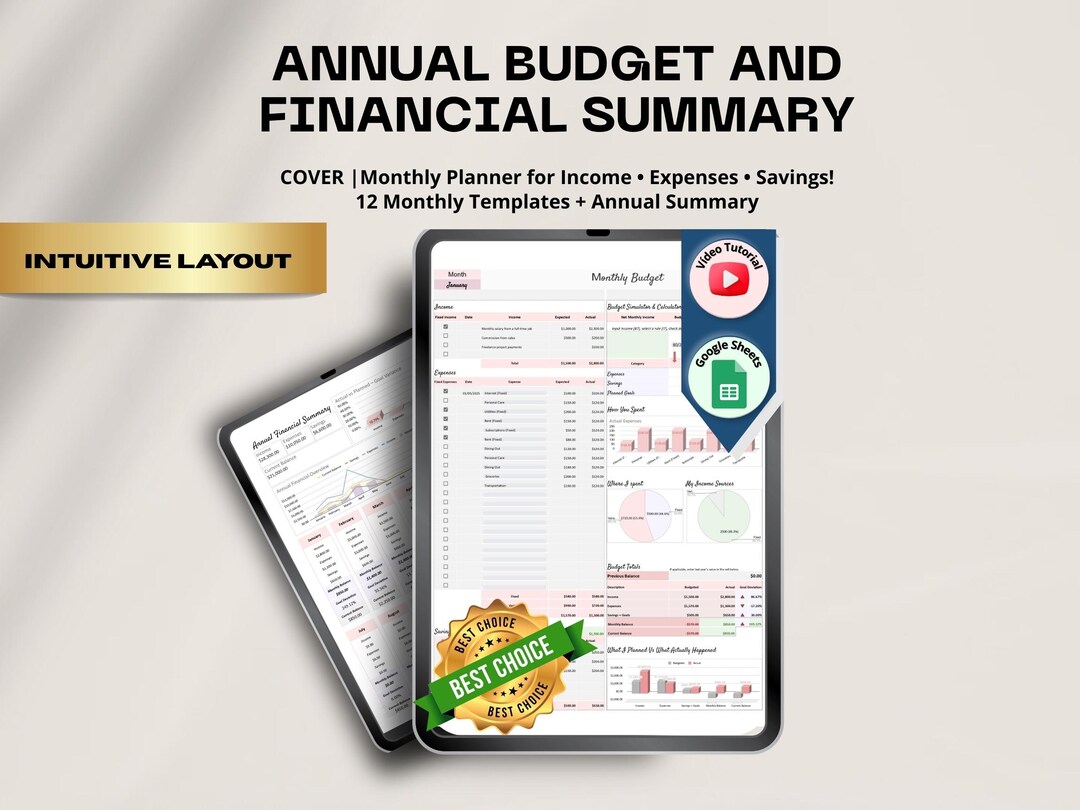 Google Sheets Budget Planner | Monthly & Yearly Tracker for Income ...