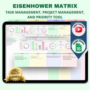 Eisenhower Matrix Template for Google Sheets | Task Management, Priority Planner, Productivity Spreadsheet, Digital Download, Task Tracker