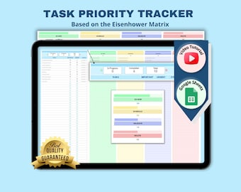 Task Priority Tracker: Eisenhower Matrix Google Sheets (Digital Download)