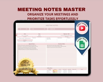 Meeting Notes Template: Digital Meeting Organizer (Google Sheets)