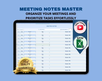 Task Priority & Assignment Log: Excel Template for Meeting Notes, Decision Tracking, and Team Collaboration