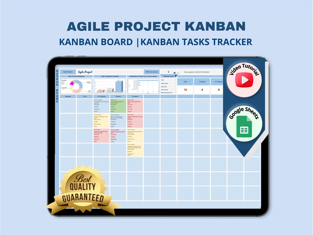 Agile Kanban Board Planner: Team Project Management (google Sheets) - Etsy