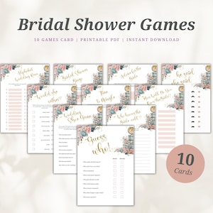 Conjunto de plantillas de juegos de despedida de soltera de viaje, viajando de señorita a señora, juegos florales rosas editables, juegos de viaje imprimibles conjunto de 10 juegos