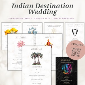 Bundle d'invitations de mariage indien hindou, invitation sikh Anand Karaj, carte d'invitation de mariage pendjabi, réservez vos dates, invitation Haldi Maiyan Sangeet