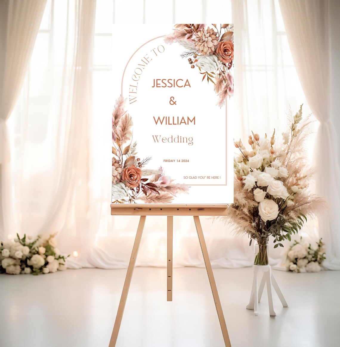 Boho Pampas Pampas Grass Welcome Wedding Sign Template, Wedding Party ...