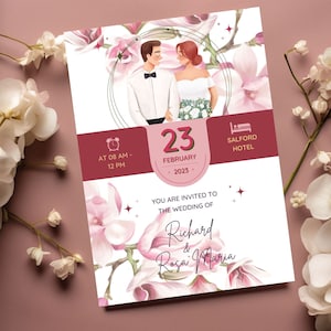 Editable Southern Wedding Invitation Template Magnolia Pink Vintage Floral Wedding Invite Outdoor Garden Party Digital Invitation