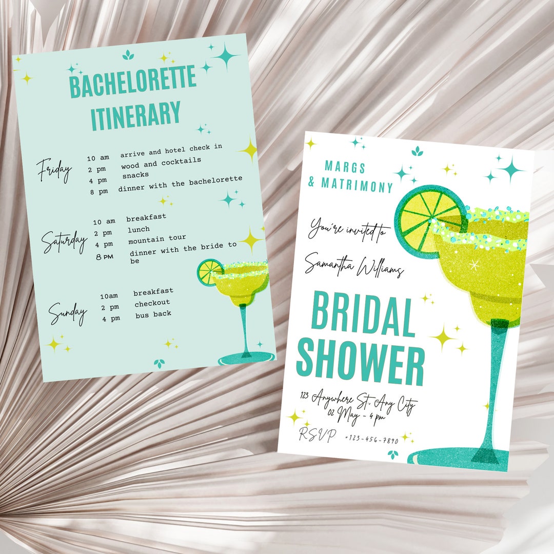 Margarita Bachelorette Party Invitation and Itinerary Template, Margs ...