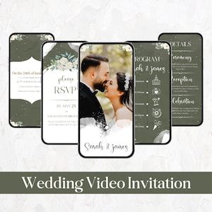 Editable Animated Wedding Video Invitation | Green Floral Wedding Invite | Canva Template | Instant Download | Digital Wedding Card