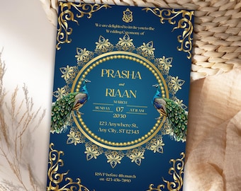 Indian Wedding Invitation card, Punjabi Wedding invitation, Save the Date Indian Invite, Haldi Mayon Baraat Dholki Invite, Muslim wedding