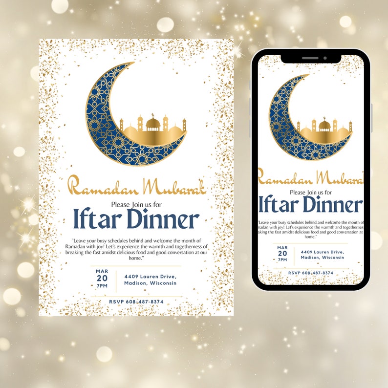 Iftar party invitation Iftar dinner invitation Ramadan invitation Printable Islamic Celebration Invite image 4