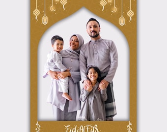 Eid al-Fitr Photo Booth Frame Template | Eid Mubarak Party Prop | Printable Eid Selfie Frame | Editable Eid Party Decor | Instant Download