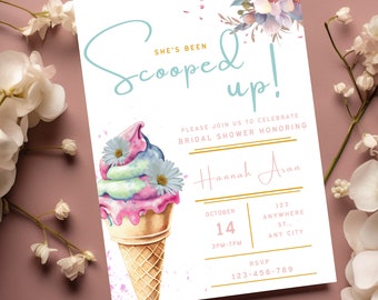 Invitación para despedida de soltera con helado, invitación para despedida de soltera con helado rosa, invitación para despedida de soltera con helado rosa