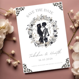 Gothic Halloween Wedding Invitation, Tarot Card Wedding Save The Date Invitation, The Lovers Invite, Editable Tarot Card Template