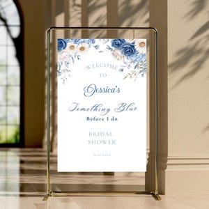 Toile Bridal Shower Sign, Blue Chinoiserie Bridal Shower Welcome Sign, Something Blue Before I DO Bridal Shower ,porcelain welcome sign edit
