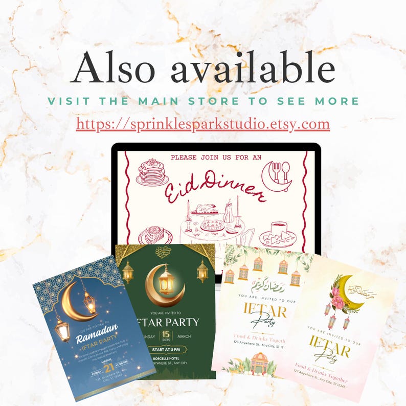 Invitación de Eid Mubarak / Invitación de Iftar / Cena de Eid / Invitación musulmana / Invitación virtual / Arte islámico / Ramadán / Eid Al Adha Fitr imagen 10