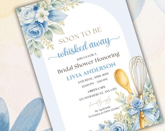Whisked Away Bridal Shower Invitation | Editable Kitchen Theme Invite | Printable Bridal Template
