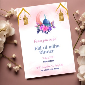 Eid Mubarak Invitation | Iftar Invitation | Eid Dinner Party | Muslim Invite | Virtual Invitation | Islamic Art| Ramadan| Eid Al Adha Fitr