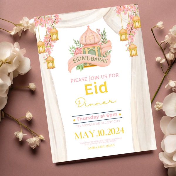 Eid Mubarak Invitation | Iftar Invitation | Eid Dinner Party | Muslim Invite | Virtual Invitation | Islamic Art| Ramadan| Eid Al Adha Fitr