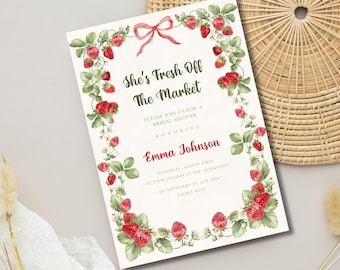 Fresh Off The Market Bridal Shower Invitation, Farmers Market Bridal Shower Invitation, She's Off Market Invite
